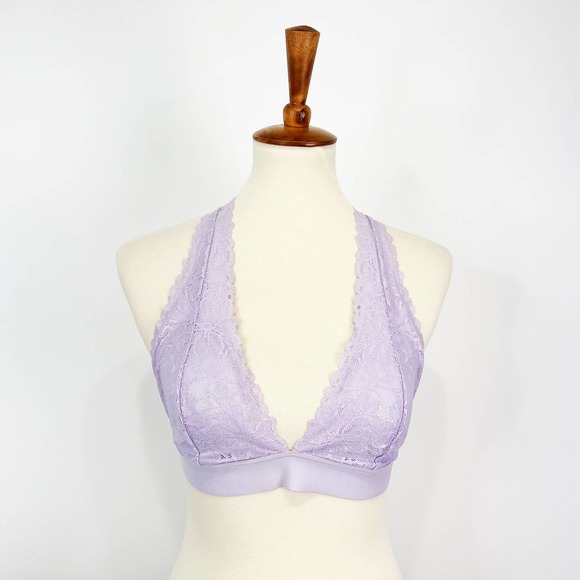 PINK victorias secret lavender purple strappy bralette size large - Picture 2 of 8